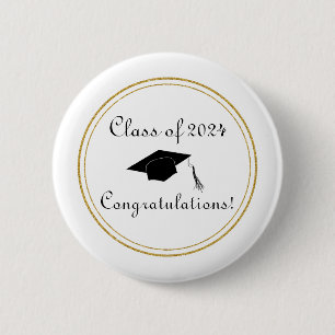 Congratulations Graduation Hat Simple Elegant 2 Inch Round Button
