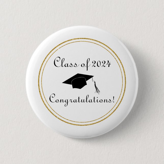 Congratulations Graduation Hat Simple Elegant 2 Inch Round Button (Front)