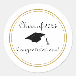 Congratulations Graduation Hat Simple Elegant Classic Round Sticker