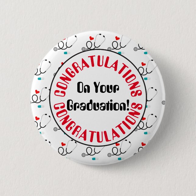 Congratulations graduation nurse party button (Front)