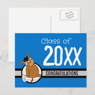 Congratulations Graduation Puppy Blue Postcard 