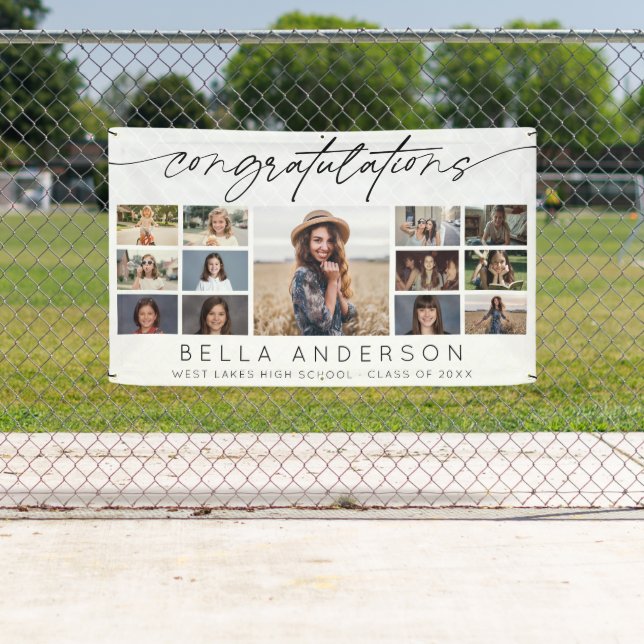 Congratulations Graduation Script 13 Photo Collage Banner (Insitu)