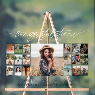 Congratulations Graduation Script Photo Collage Acrylic Sign