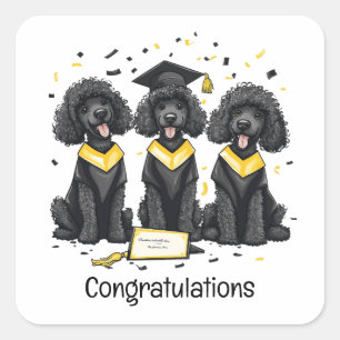 Congratulations Graduation Standard Poodle Dogs Square Sticker