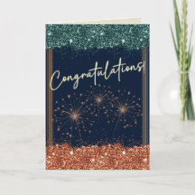 Congratulations Graduation Teal & Orange Sparkle