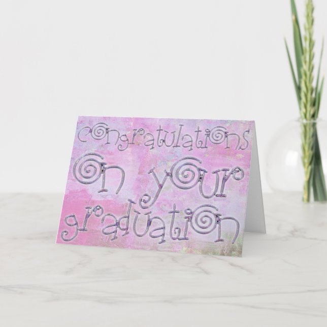 Congratulations Graduation Typography Watercolor Card (Front)