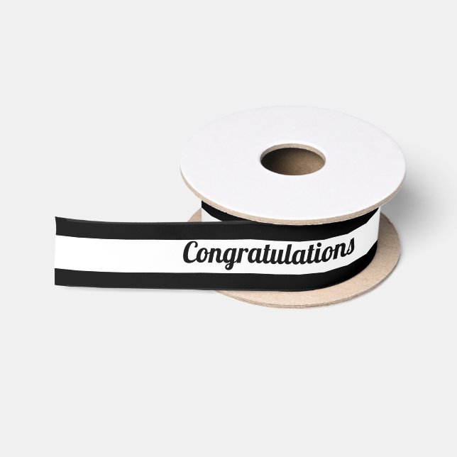 Congratulations - Graduation - Wedding Black/White Satin Ribbon (Spool)
