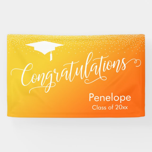 Congratulations Graduation Yellow & Orange Ombre Banner (Horizontal)