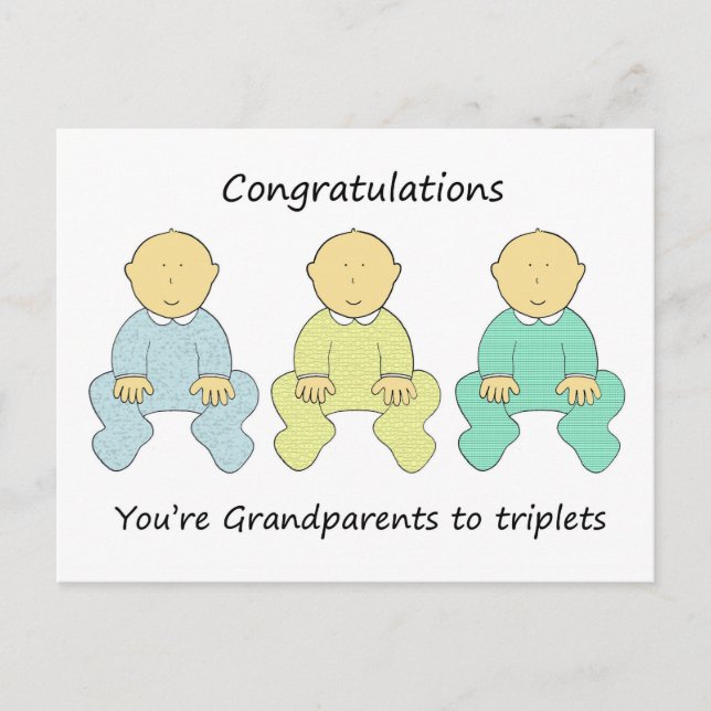Congratulations Grandparents to Triplets Postcard (Front)