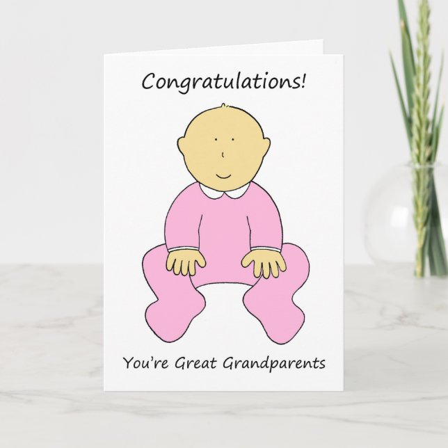 Congratulations Great Grandparents to a Girl. Card (Front)