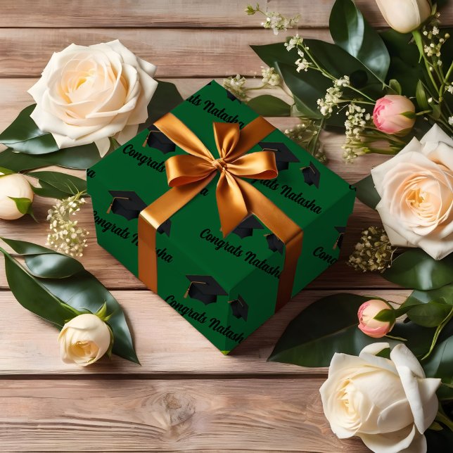 Congratulations green graduation celebration  wrapping paper sheet (Creator Uploaded)