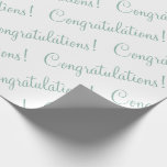 Congratulations Green Script Wedding Shower Wrapping Paper<br><div class="desc">Pretty paper for a wedding,  bridal shower,  promotion,  new baby,  etc. Sage green script.  Simple & sweet.</div>
