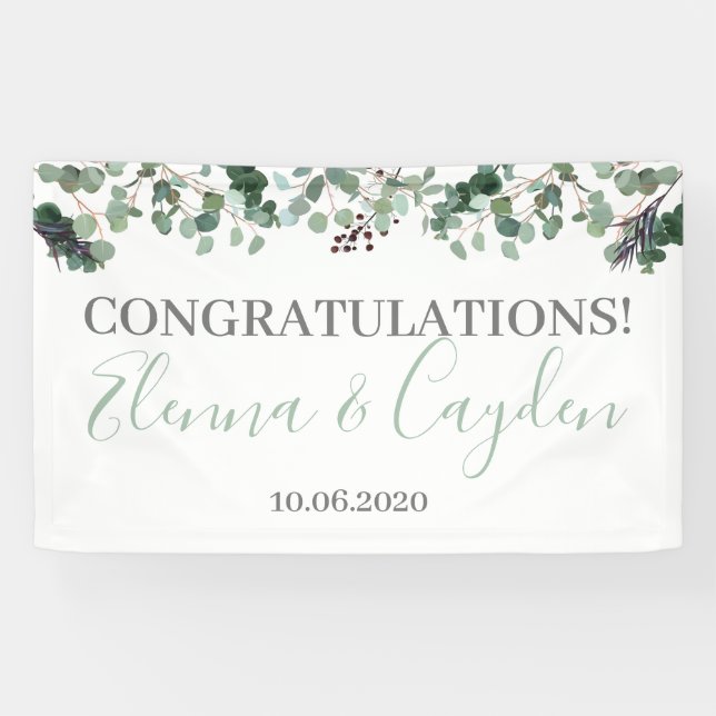 Congratulations Greenery Banner Wedding Decoration (Horizontal)