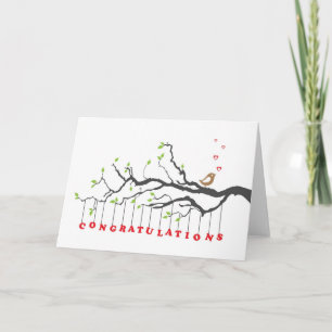 Congratulations greeting card with bird singing