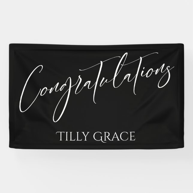 Congratulations Handwriting Typography on Black Banner (Horizontal)