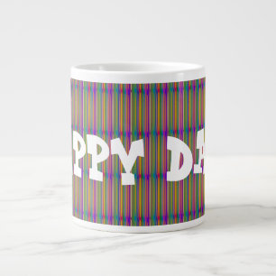 CONGRATULATIONS HAPPY DAYS ON STRIPED ART LARGE COFFEE MUG