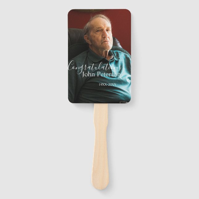 Congratulations home inauguration retirement name  hand fan (Front)