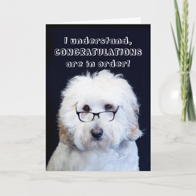 CONGRATULATIONS - HUMOR W/DOG/BLACK-RIM GLASSES CARD (Front)
