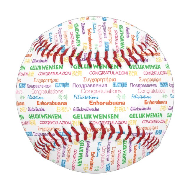 Congratulations in Many Languages Baseball (Back)