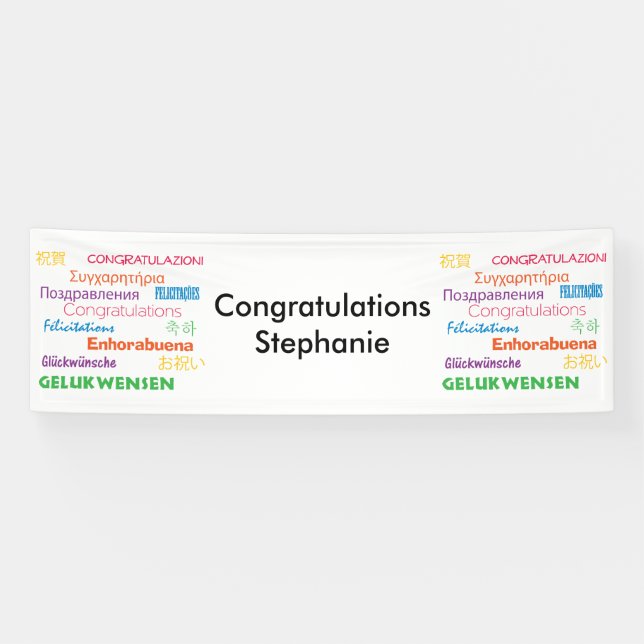 Congratulations in Many Languages Customizable Banner (Horizontal)