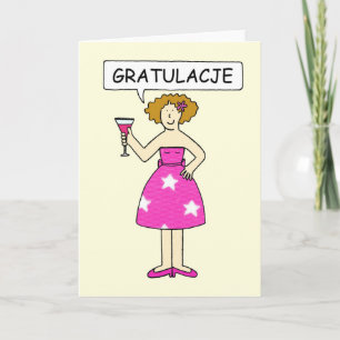 Congratulations in Polish Lady on a Cake Card