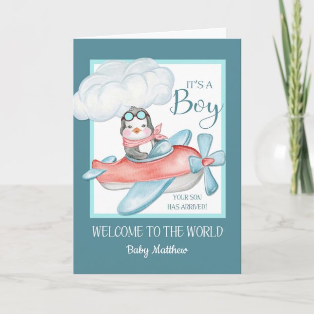 Congratulations It's a Boy Custom Name Card (Front)