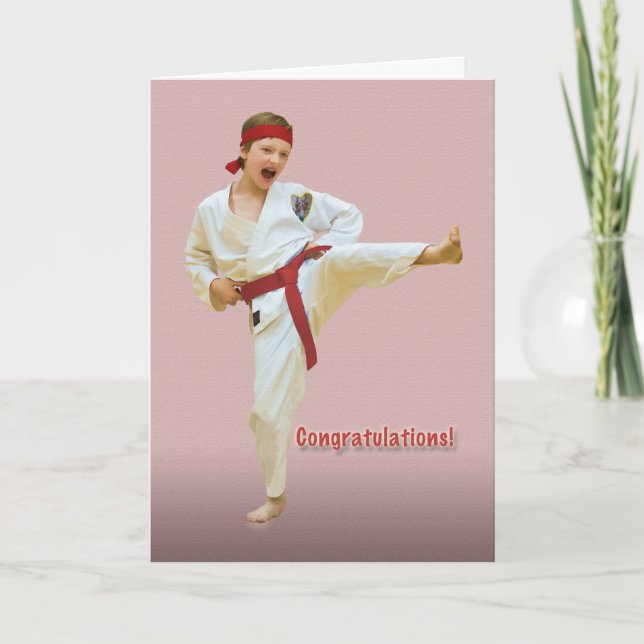 Congratulations, Karate Belt Advancement, Red Card (Front)