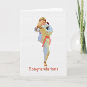 Congratulations, Karate Kicking Orange Belt Card