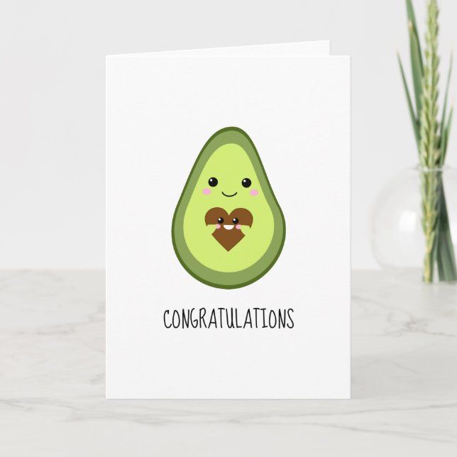 Congratulations Kawaii Pregnant Avocado New Mom Card (Front)