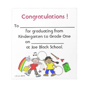 Congratulations! Kindergarten Graduation Notepad