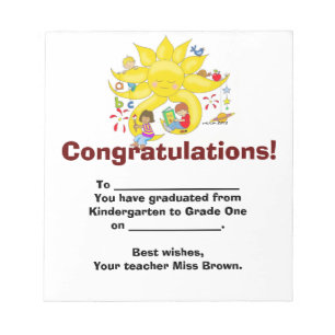 Congratulations! Kindergarten Graduation Notepad