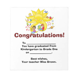 Congratulations! Kindergarten Graduation Notepad