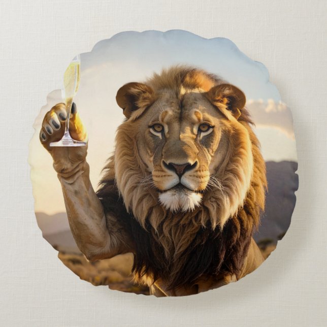 Congratulations Lion Round Pillow (Front)