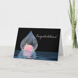 CONGRATULATIONS - LOTUS IN WATERDROP CARD