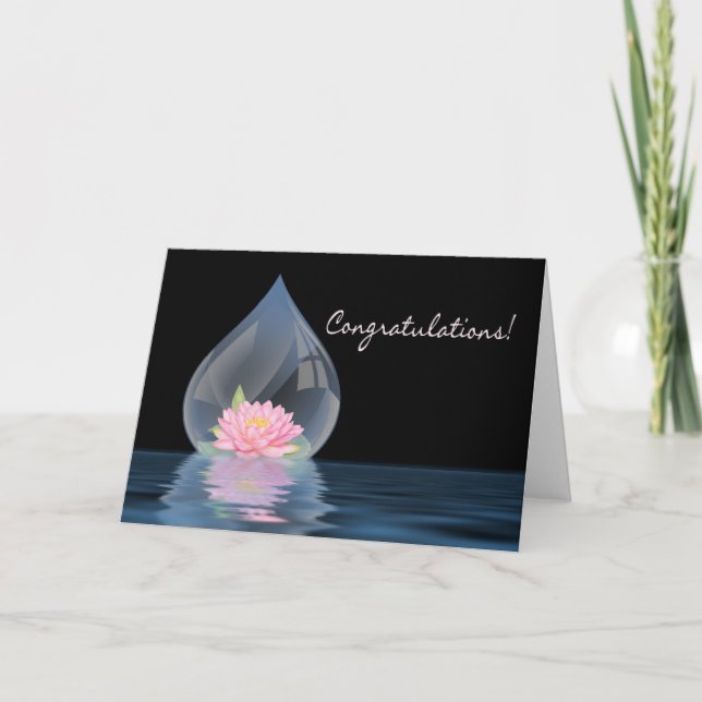 CONGRATULATIONS - LOTUS IN WATERDROP CARD (Front)
