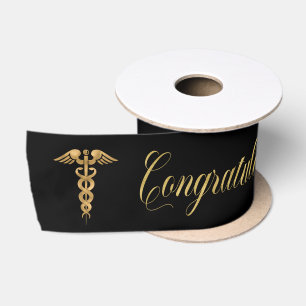 Congratulations Medical Doctor Nurse Caduceus Satin Ribbon