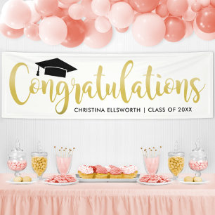 Congratulations Modern Gold Custom 2024 Graduation Banner