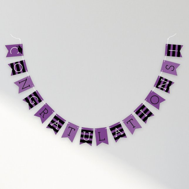 Congratulations Modern Purple Graduation Party Bunting Flags (Creator Uploaded)