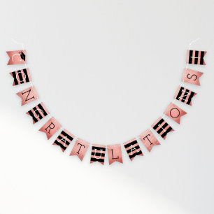 Congratulations Modern Rose Gold Graduation Party Bunting Flags