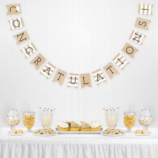 Congratulations Modern Rustic Tan Graduation Party Bunting Flags (Creator Uploaded)