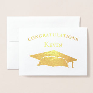 Congratulations Modern Simple Gold Cap Graduation Foil Card