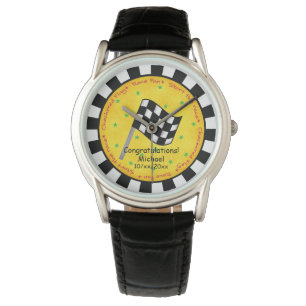 Congratulations Name Personalize Chequered Flag Watch