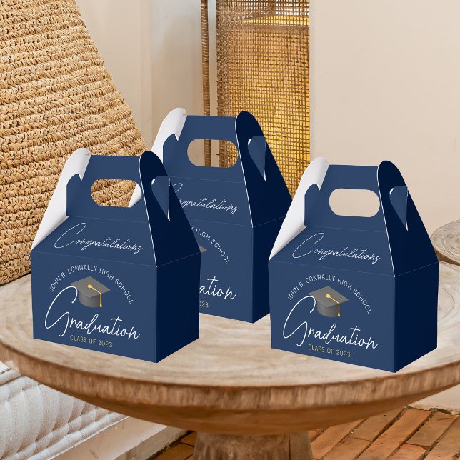 Congratulations Navy Blue 2025 Graduation Party Favor Box (Creator Uploaded)