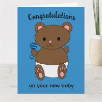 Congratulations New Baby Boy Bear Personalize Card