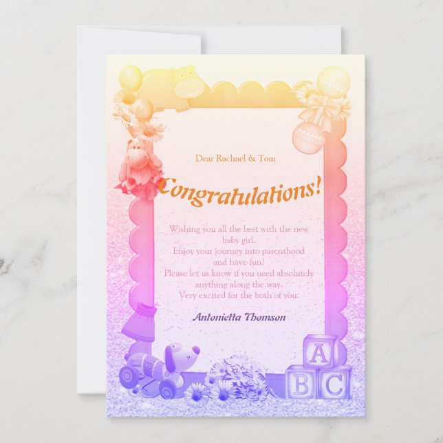 Congratulations New Baby Girl Card (Front)