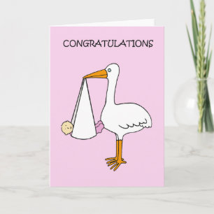 Congratulations New Baby Girl wih Stork Card