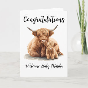 Congratulations New Baby Highland Cow Mother Card