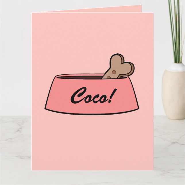 Congratulations New Dog Name Customizable Bowl Card (Front)