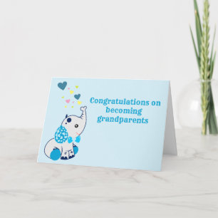 Congratulations New Grandparents, Blue Elephant Card