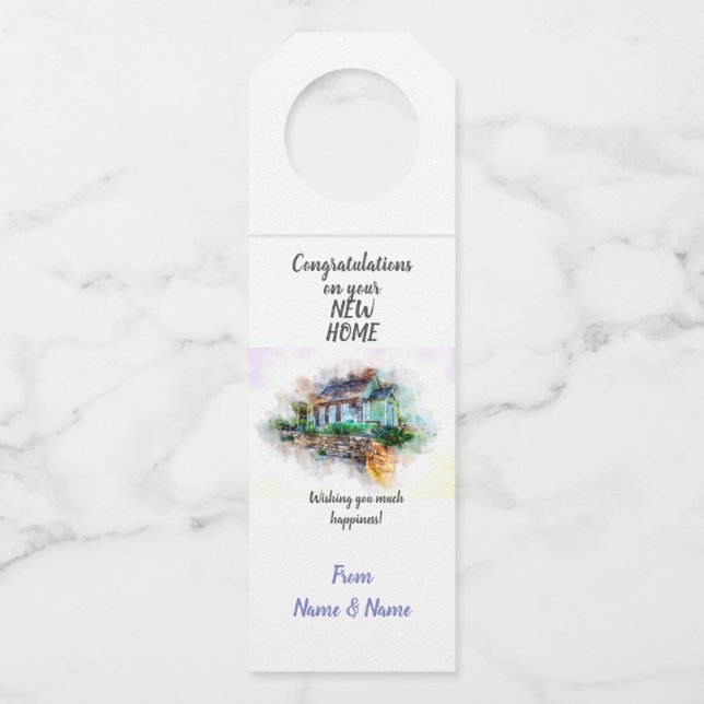Congratulations New Home Celebration  Wine Tags (Front)
